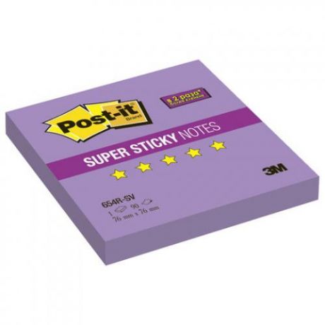 Блок самоклеящийся Post-it, Super Sticky, 7,6*7,6 см, 90 листов, фиолетовый