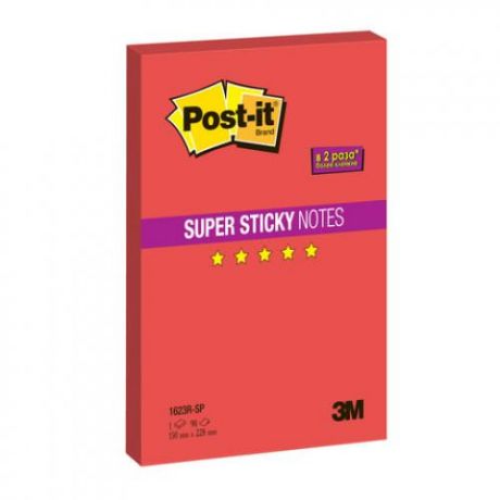 Блок самоклеящийся Post-it, Super Sticky, Мегастикеры, 15*22,8 см, 90 листов, красный