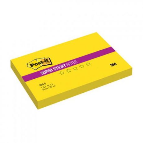 Блок самоклеящийся Post-it, Super Sticky, 7,6*12,7 см, 90 листов, желтый