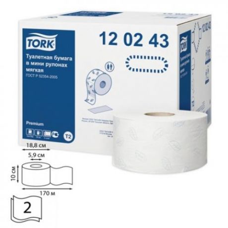 Туалетная бумага TORK, Premium, 12 шт, белый