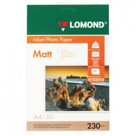Фотобумага LOMOND, А4, 50 листов, 230 г/м2, для струйной печати, матовая
