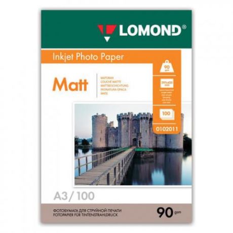 Фотобумага LOMOND, А3, 100 листов, 90 г/м2, для струйной печати, матовая