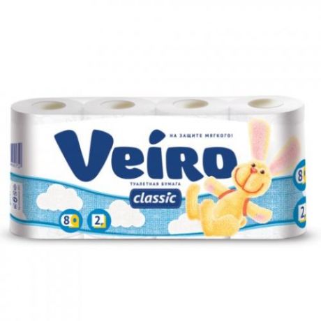 Туалетная бумага Veiro, Classic, 8 шт, белый
