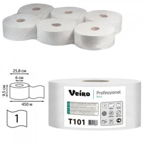 Туалетная бумага Veiro PROFESSIONAL, Basic, 6 шт, белый