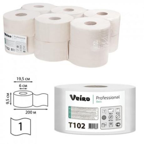 Туалетная бумага Veiro PROFESSIONAL, Basic, 12 шт, белый