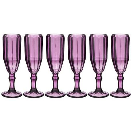 Набор бокалов для шампанского Lefard, Muza Color, Рока, 150 мл, 6 предметов, розовый