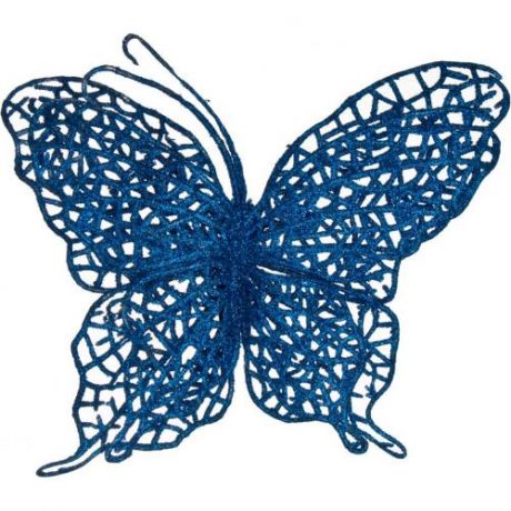 Новогоднее украшение Lefard, Бабочка, 14 см, на клипсе, синий