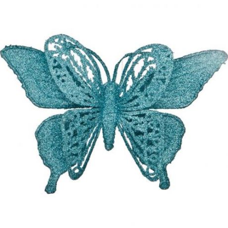 Новогоднее украшение Lefard, Бабочка, 17 см, на клипсе, голубой