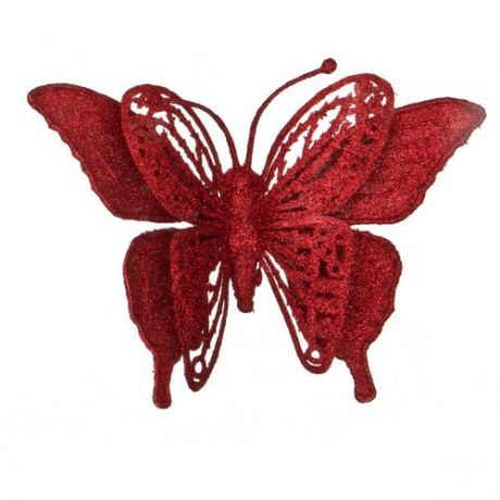 Новогоднее украшение Lefard, Бабочка, 17 см, на клипсе, красный