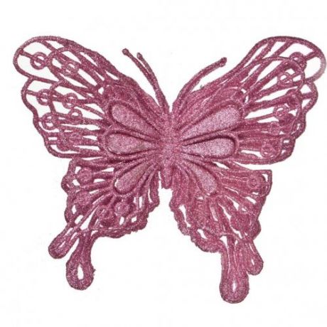 Новогоднее украшение Lefard, Бабочка, 12 см, на клипсе, розовый