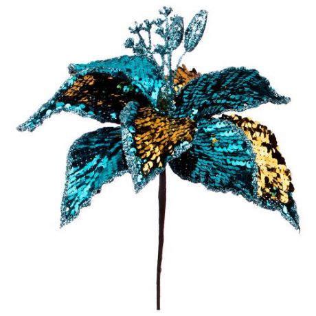 Новогоднее украшение Lefard, Пуансетия, 28 см, голубой