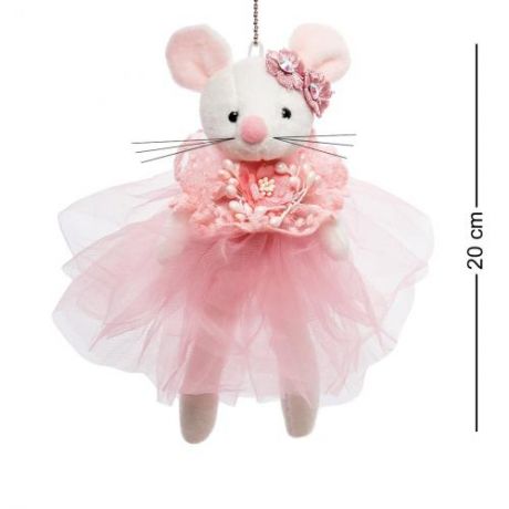 Елочная игрушка Art East, Мышка, 20 см, розовый, с орнаментом
