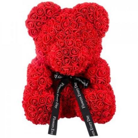 Декоративное изделие Arti-M, Медвежонок из роз, 40 см, красный