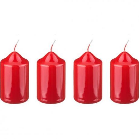 Набор свечей Adpal, 8*4 см, 4 шт, красный
