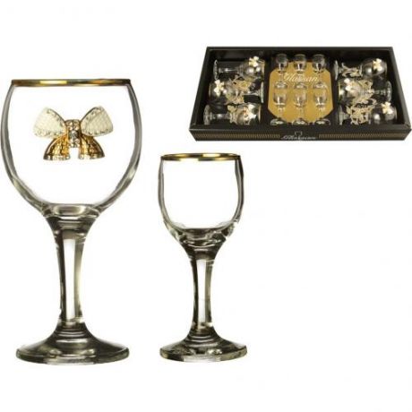 Набор для крепких алкогольных напитков Glassan, Venezia, 12 предметов, с бантиками