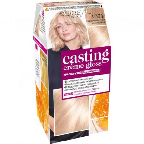 Краска для волос L'OREAL, Casting Creme Gloss, Светло-светло русый перламутровый, 1021, 254 мл