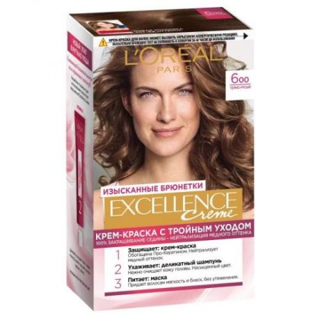 Краска для волос L'OREAL, Excellence, Темно-русый, 600