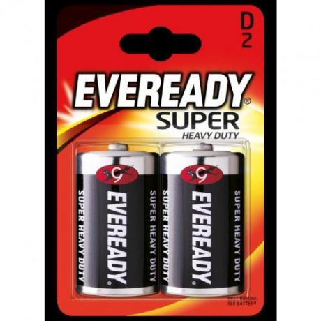 Батарейки солевые Energizer, Eveready, Super Heavy Duty, D/R20, FSB2, 2 шт