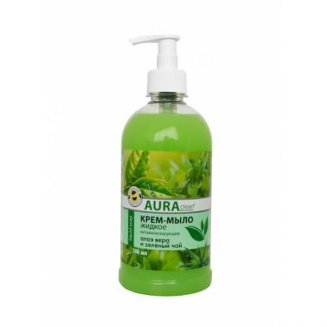 Жидкое мыло AURA, Clean, Витаминизирующее, Зеленый чай и алоэ, 500 мл