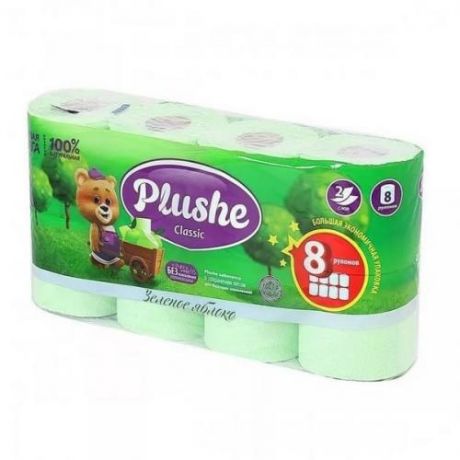 Туалетная бумага Plushe, Classic, Яблоко, 8 шт
