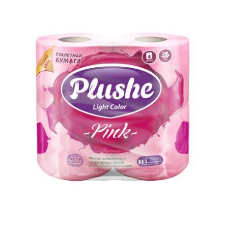 Туалетная бумага Plushe, Light Color, 4 шт, розовый
