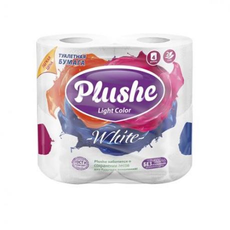 Туалетная бумага Plushe, Light Color, 4 шт, белый