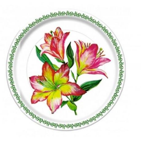Набор тарелок одноразовых BULGAREE Green, Лилии, 23 см, 10 шт