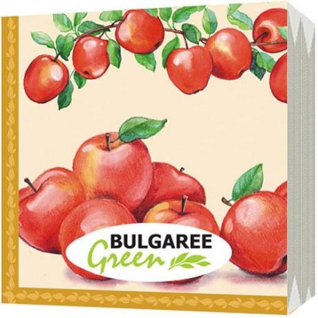 Салфетки одноразовые BULGAREE Green, Наливные яблочки, 33*33 см, 20 шт., 3-слойные