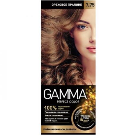 Краска для волос GAMMA, Perfect color, Ореховое пралине, 7.75