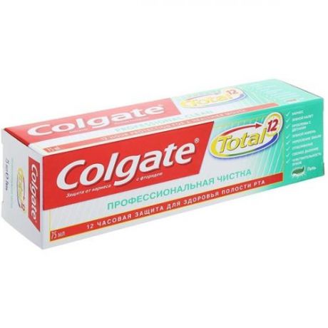 Зубная паста Colgate, Total 12, Профессиональная чистка, 75 мл, гель