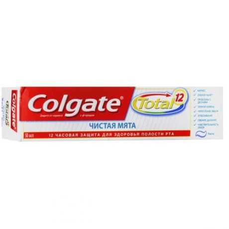 Зубная паста Colgate, Total 12, Чистая мята, 50 мл