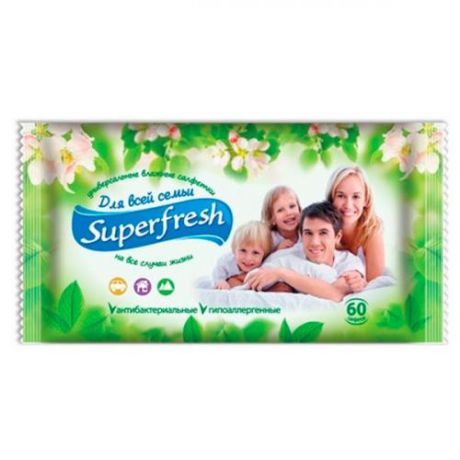 Салфетки влажные Superfresh, Для всей семьи, 60 шт