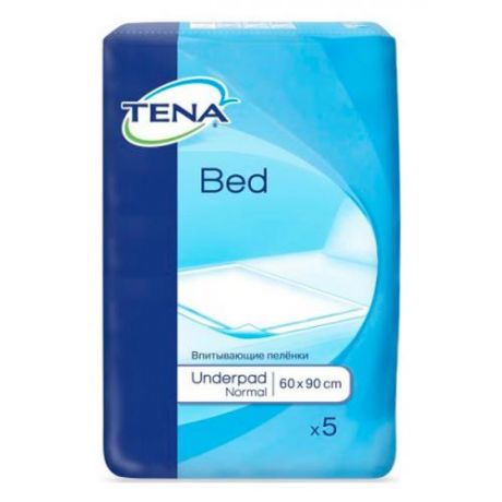 Пеленки впитывающие TENA, Bed, Underpad Normal, 60*90 см, 5 шт, для взрослых