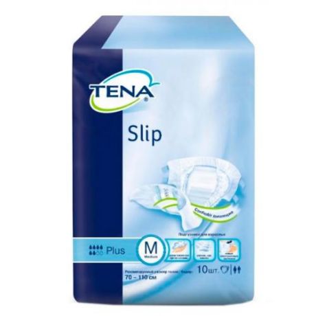 Подгузники TENA, Slip, Plus, М, 70-110 см, 10 шт