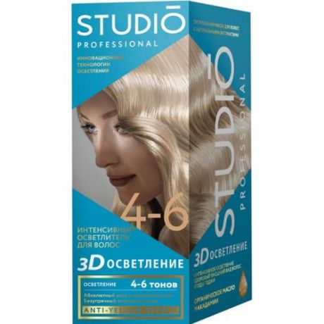 Краска для волос STUDIO, Professional, 3D, Осветление на 4-6 тонов