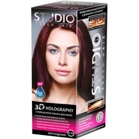 Краска для волос STUDIO, Essem Hair, 3D Golografic, Бургундский 4.25