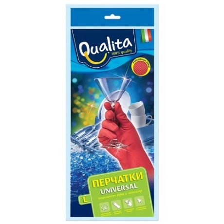 Перчатки хозяйственные Qualita, Universal, L, латексные