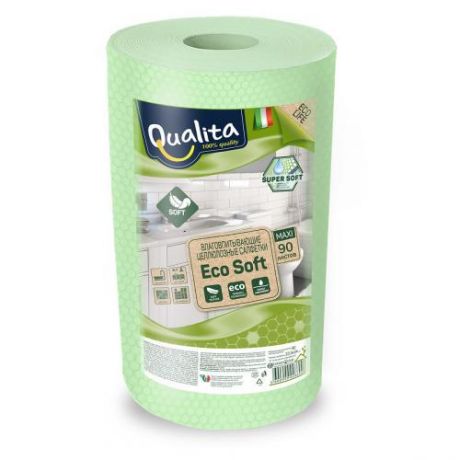 Салфетка для уборки Qualita, Eco Soft Maxi, 90 шт, в рулоне