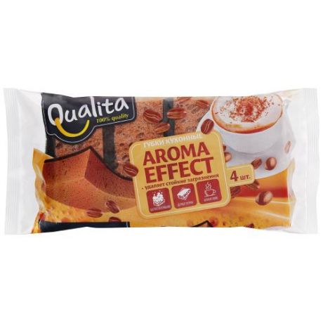 Губка для посуды Qualita, Aroma Effect, 4 шт