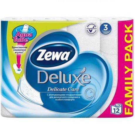 Туалетная бумага Zewa, Delux, Delicate Care, 12 шт