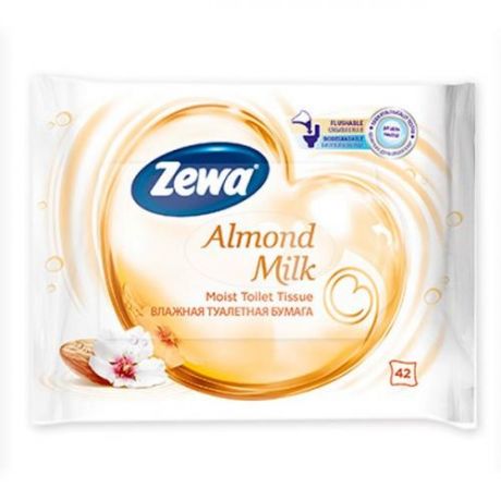 Влажная туалетная бумага Zewa, Almond milk, 42 шт