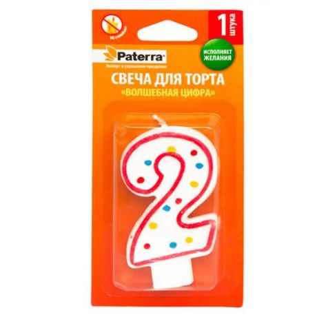 Свеча для торта Paterra, Волшебная цифра, Цифра 2