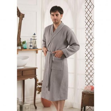 Мужской банный халат KARNA, ALERON, 4XL, серый