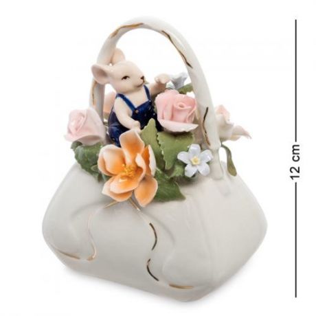 Статуэтка Pavone, Мышка с сумкой цветов, 12 см