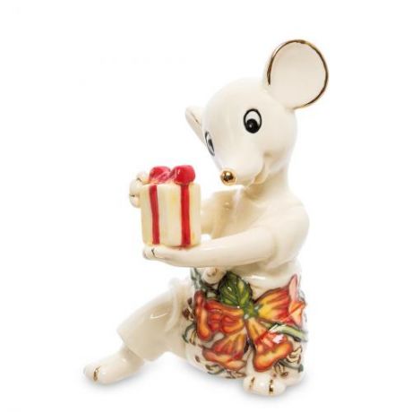 Фигурка декоративная Pavone, Мышонок с подарком, 5,5*7*10,5 см
