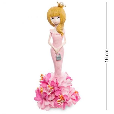 Фигурка декоративная Art East, Девочка в платье из цветов, 16 см, розовый