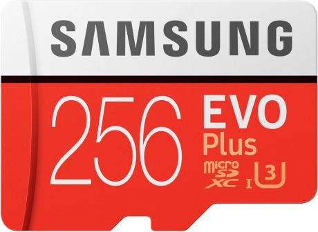 Карта памяти MicroSD Samsung EVO Plus 256Gb Class10 UHS-I с адаптером Red-White