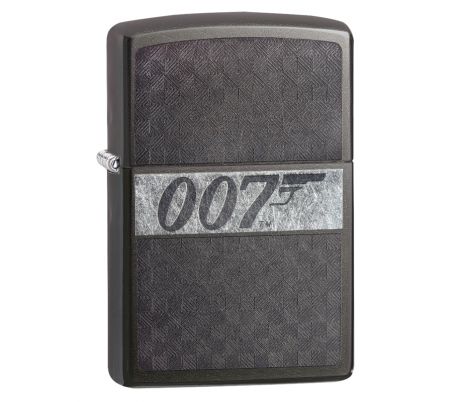 Зажигалка ZIPPO James Bond с покрытием Black Ice®, латунь/сталь, чёрная, глянцевая, 36x12x56 мм