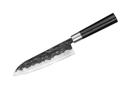 Набор кухонный - нож кухонный "Samura BLACKSMITH" Сантоку 182 мм, гвоздичное масло, салфетка