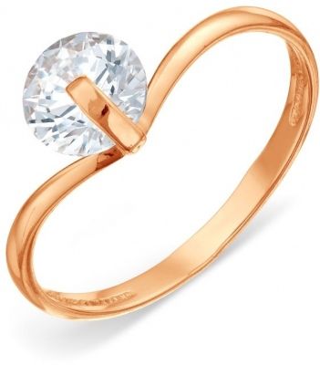Кольцо с 1 кристаллом swarovski из красного золота